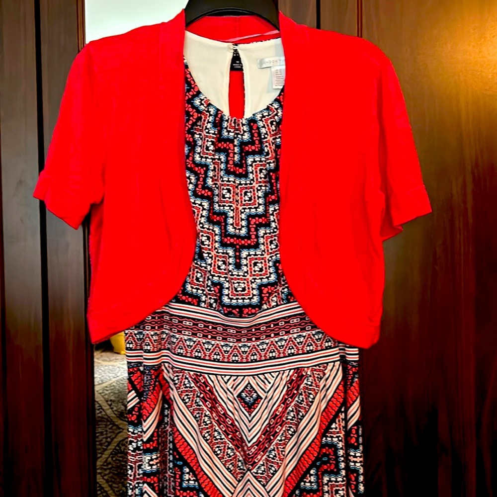 London Times Maxi Dress with Cardigan